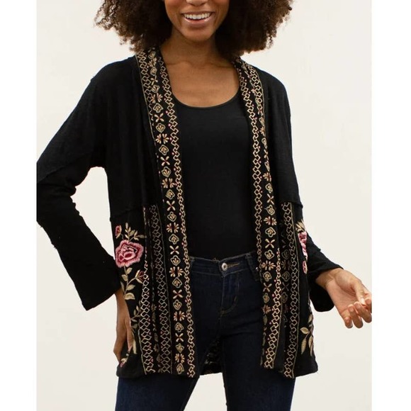 Athleta Sweaters - NWT Caite Karina Black Embroidered Jacket Size S Boho NEW Athleta